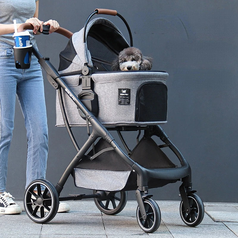 Pet Cart Universal Outdoor Travel Convenient Cat and Dog Travel Cart Foldable Oxford Cloth Aluminum Alloy Rod Load Capacity 20kg