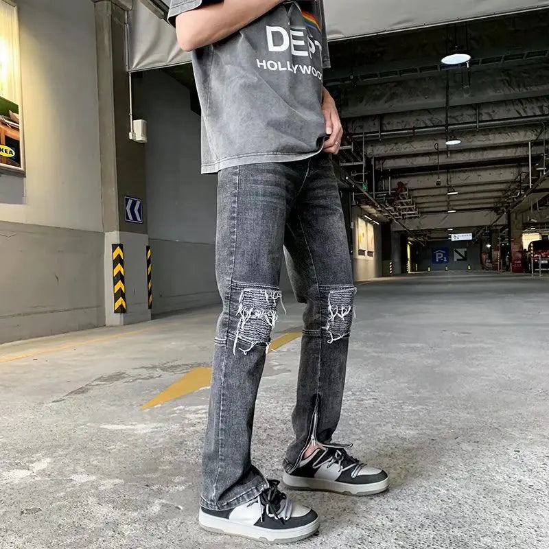 2023 Y2K Fashion Stretch Slim Ripped Jeans Pants For Men Clothing Ankle Zipper Vintage Skinny Biker Denim Trousers Ropa Hombre