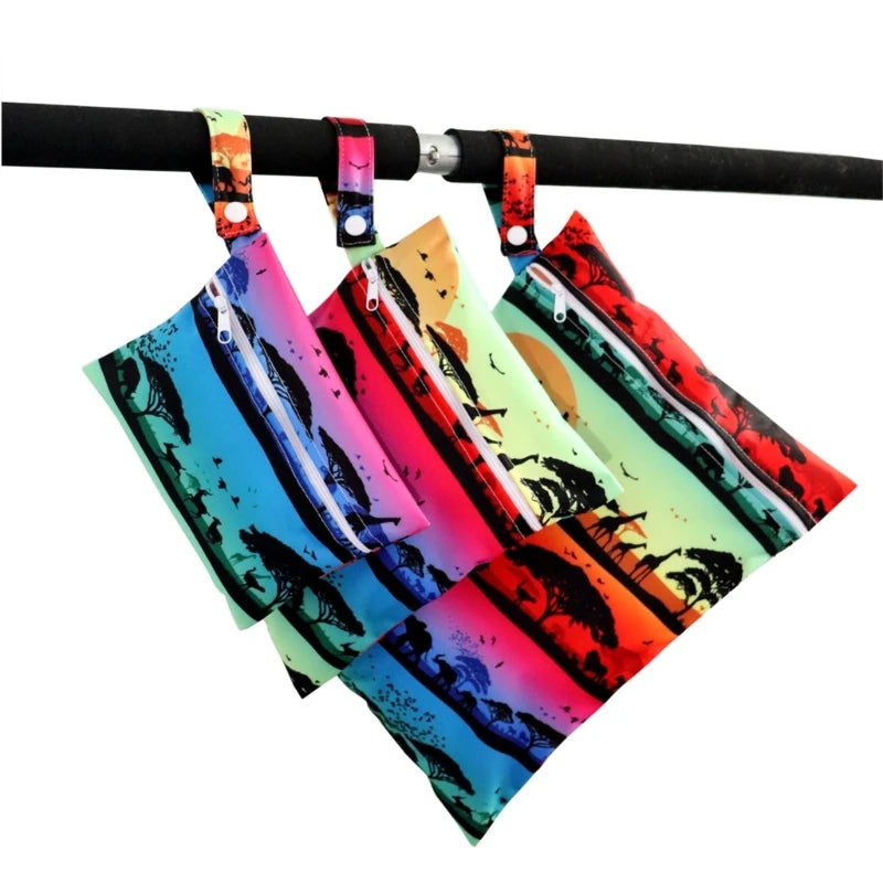 XXFE 3Pcs Diaper Bag Sanitary Pad Storage Bag Portable Reusable Hanging Wet Bags for Strollers Bedside