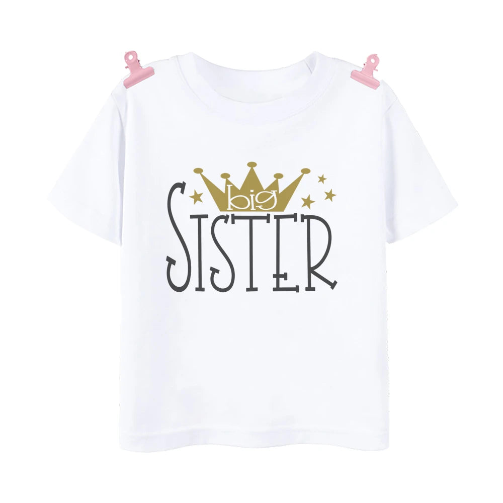 Big sister Little sister Family Matching Clothes crown printed girls T-shirt Baby Toddler Romper Kids Tee Tops sibling Outfits
