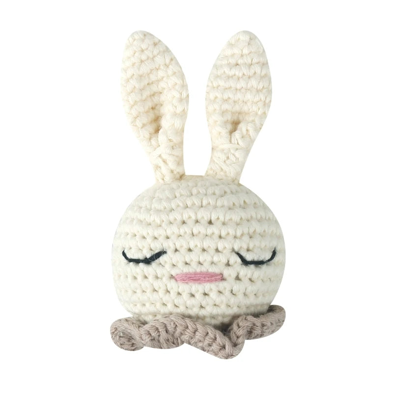 Handmade Crochet Bear Animal elephant Head Knitting Beads DIY Baby Pacifier Chain Chewable Accessories Newborn Teether Toy