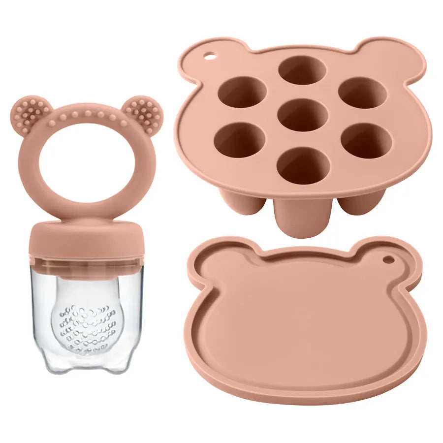 Cute Baby Fruit and Vegetable Teether Toy Food Supplement Bite Le Silicone Baby Feeding Tableware Ice Cream Mold Baby Stuff