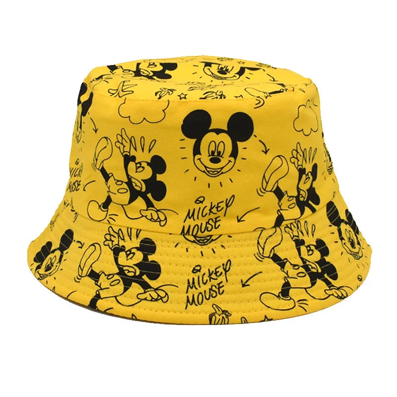 Disney Mickey Mouse Hat Anime Double-sided Printing Cotton Cap Fisherman Caps for Boys Girls Women Fashion Travel Visor Cap