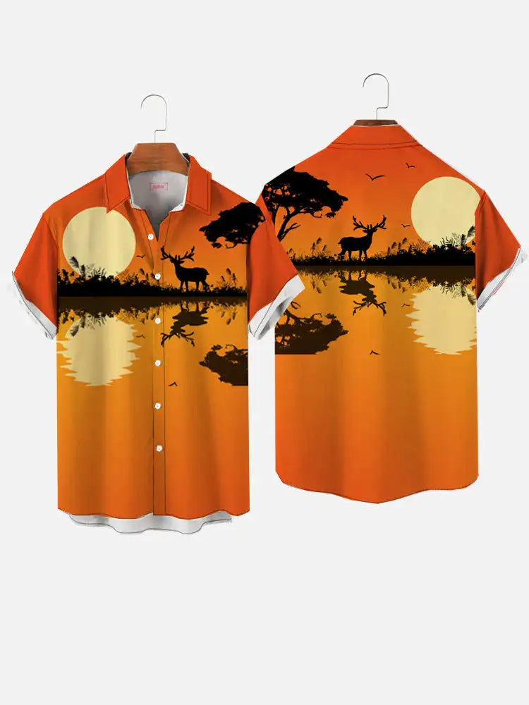 Men's Hawaiian coconut tree pattern shirts Summer beach sunset shirt Men's casual short sleeved shirt Exquisite 3D printed shirt