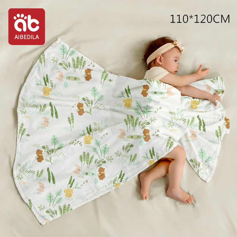 AIBEDILA Knitted Double-layer Banket Muslin Swaddles Wrap Burpy Towel Scarf Bibs Baby Blankets Newborn Diape