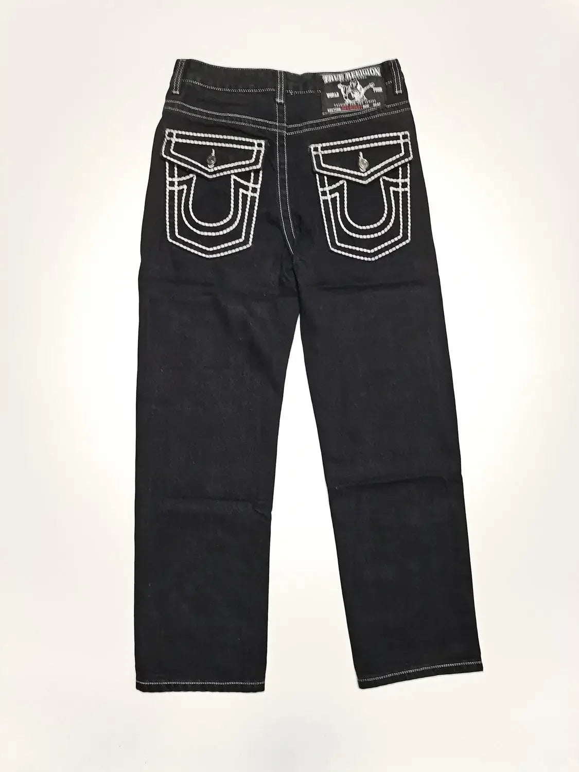 Red True Faith Embroidered Jeans Vintage Street Hip Hop Gothic Loose Casual Denim Trousers Couples baggy pants y2k clothes