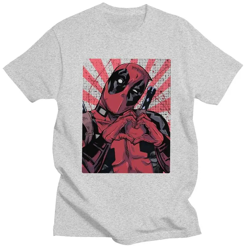 Cool Deadpool Hand Heart T Shirt Men Short Sleeved T-shirts Printed Tee Tops Cotton Regular Fit Tshirt Gift
