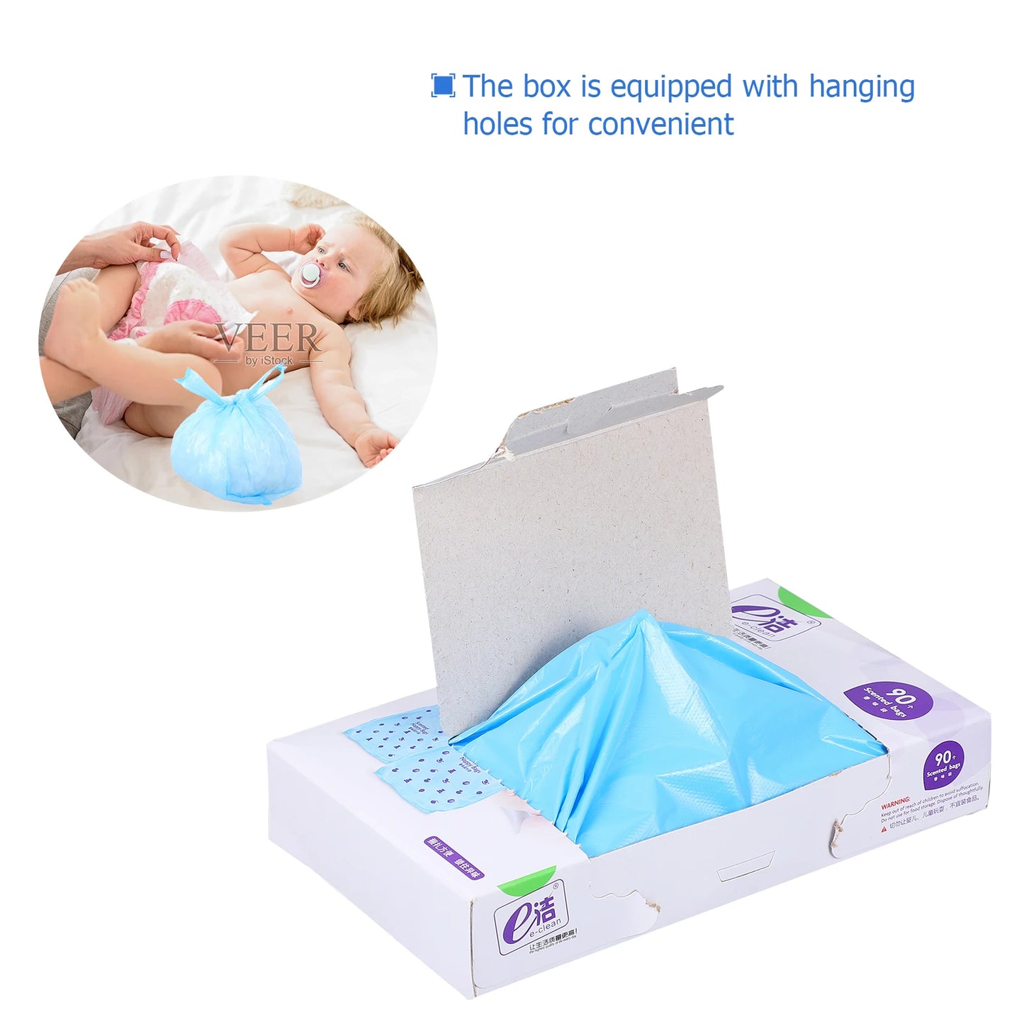 90PCS/Box Disposable Diaper Bag Fragrance Nappy Sack With Scent Fragrance Diaper Sack Pet Waste Bag