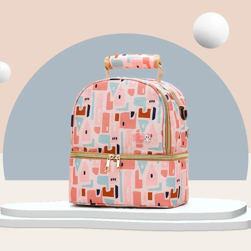 Thermal Insulation Bag Double-deck High-capacity Backpack Multifunction Diaper Bags Baby Bottle Outdoors Portable Mummy Bag