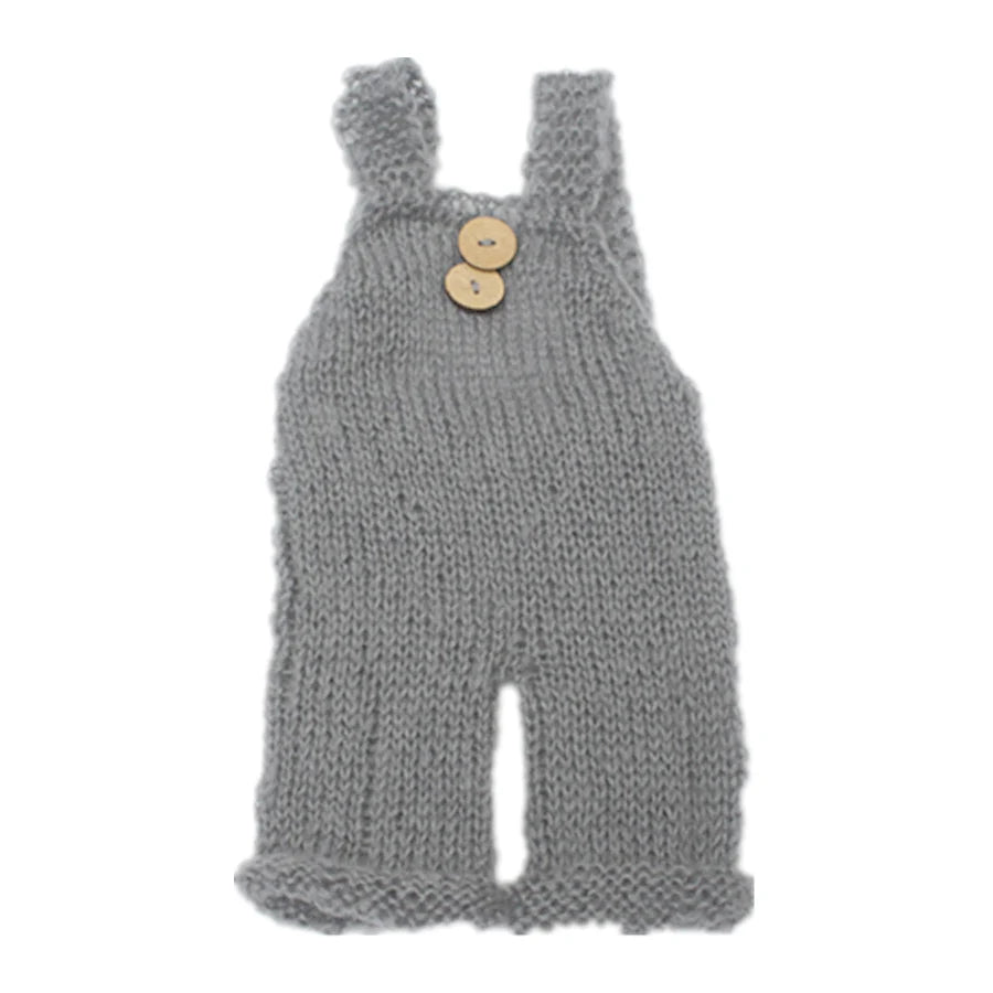 Newborn Photography Props Soft Mohair Baby Boy Girls Costume Handmade Knit Buttons Romper Outfit Baby Photo Props Accessories