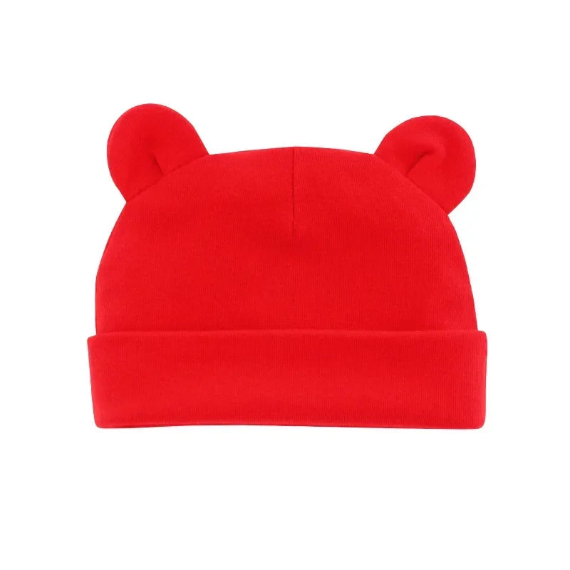 Xgnvpy Winter Baby Hat Comfortable Solid Color Hats Cute Ear Shape Cotton Cap Newborn Photography Props 0 -1 Infant Bonnet Items