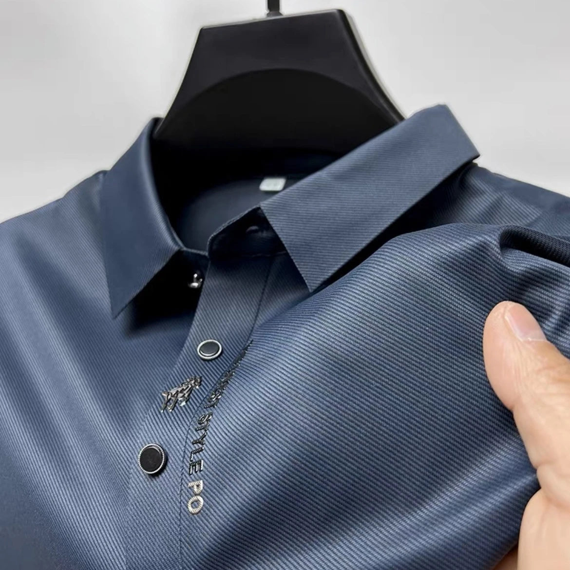 Ice Silk Embroidered Polo Shirt 2023 New Autumn/summer Polo Neck Elastic T-shirt Korean Fashion Short Sleeve Casual Men's Clothi