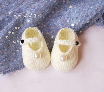 Crochet Baby Shoes,Baby white Flip Flops,Crochet Baby Shoes,Sizes 0-12 Months hand-woven Baby Toddler Shoes