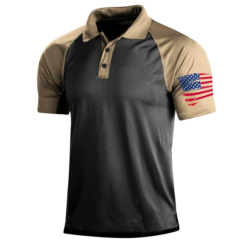 Summer Mens Polo Shirt Causal Fashion Sweatshirt America Flag 3D Printed T Shirt Short Sleeve Homme Vintage Streetwear Loose Top