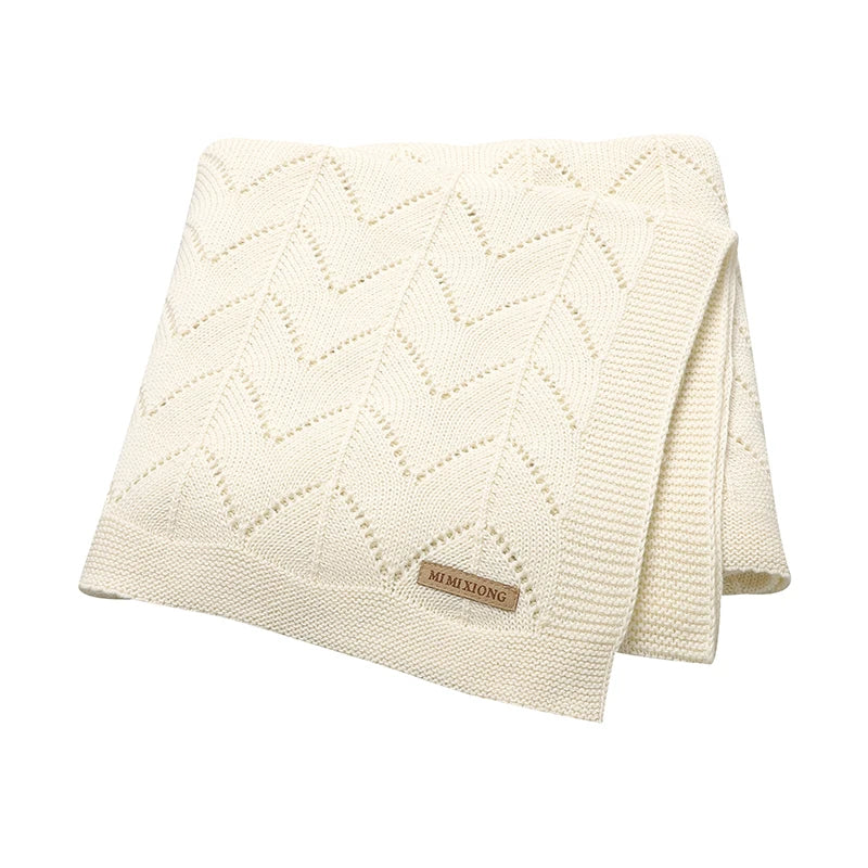 Baby Blankets Super Soft Newborn Boy Girl Cotton Knitted Stoller Nursery Swaddle Mat Toddler Infant Crib Cellular 100*80cm Quilt