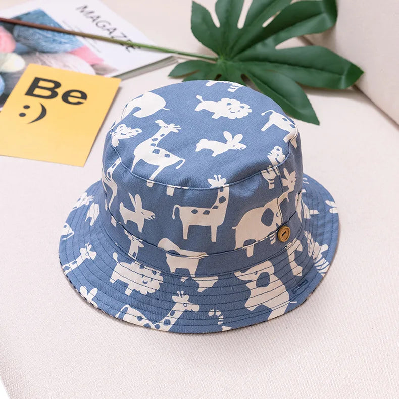 Cute Kids Outdoor Bucket Hats Children Sun Hats with Windproof Rope Cotton Baby Caps for Boys Girls Caps Summer Hat for Kids