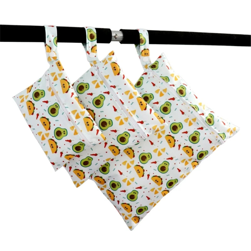 XXFE 3Pcs Diaper Bag Sanitary Pad Storage Bag Portable Reusable Hanging Wet Bags for Strollers Bedside
