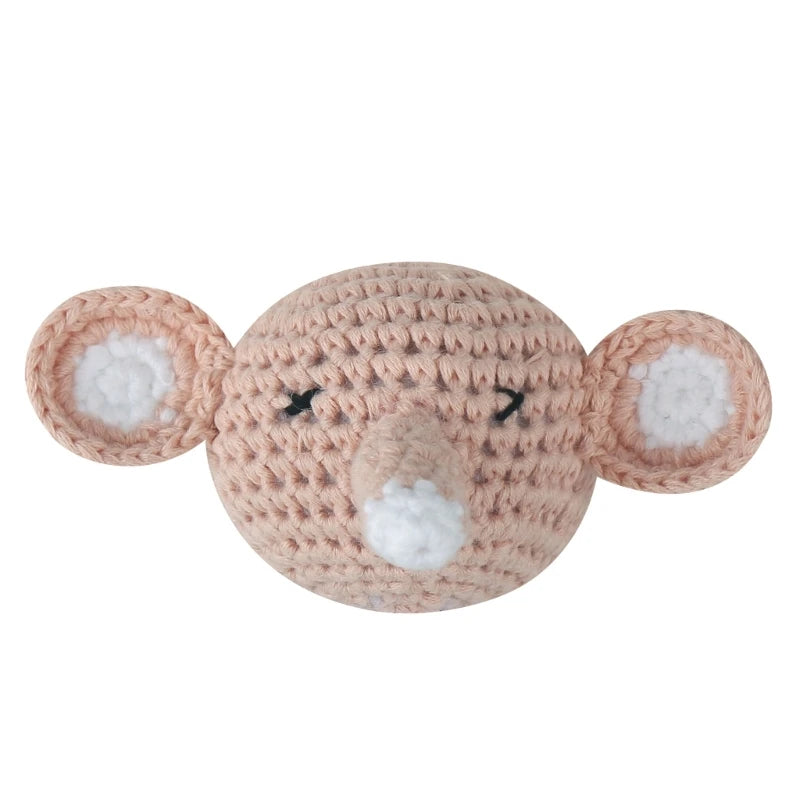 Handmade Crochet Bear Animal elephant Head Knitting Beads DIY Baby Pacifier Chain Chewable Accessories Newborn Teether Toy