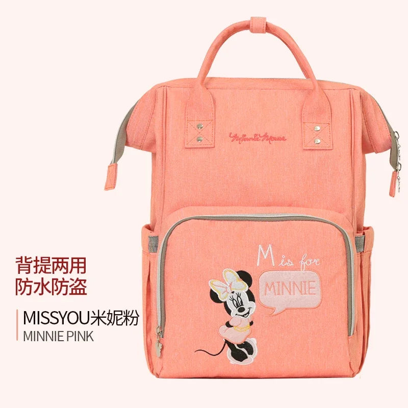 Disney Baby Diaper Backpack Moms Baby Nursing Bag Mother Maternity Nappy Changing Bag Travel Stroller USB Heating Mickey Series