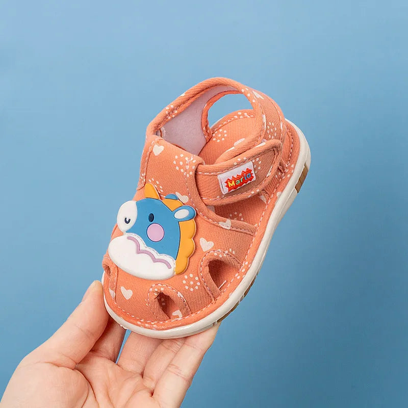 Baby Cartoon Shoes for 0-3 Years Old Bibi Sound Toddler Sandals First Walker Spring Autumn Soft Sole Slippers Infant Supplies