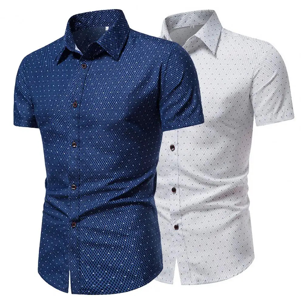 Summer Shirt for Men Daily Casual White Shirts Short Sleeve Button Down Slim Fit Male Social Blouse XL
