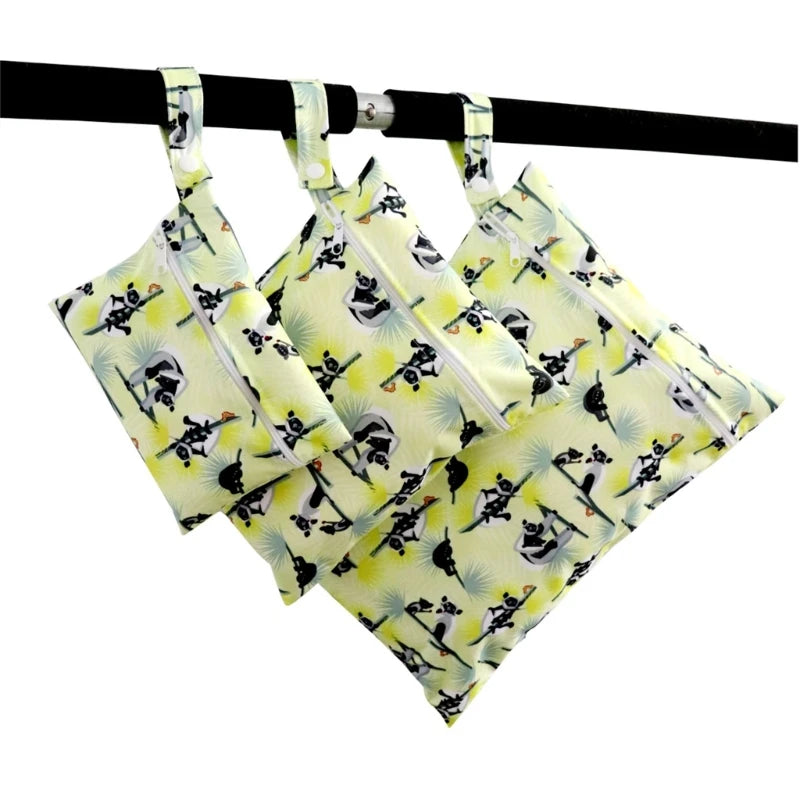 XXFE 3Pcs Diaper Bag Sanitary Pad Storage Bag Portable Reusable Hanging Wet Bags for Strollers Bedside