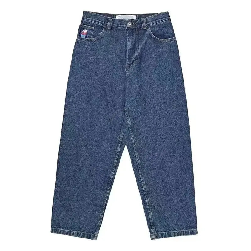 Red True Faith Embroidered Jeans Vintage Street Hip Hop Gothic Loose Casual Denim Trousers Couples baggy pants y2k clothes