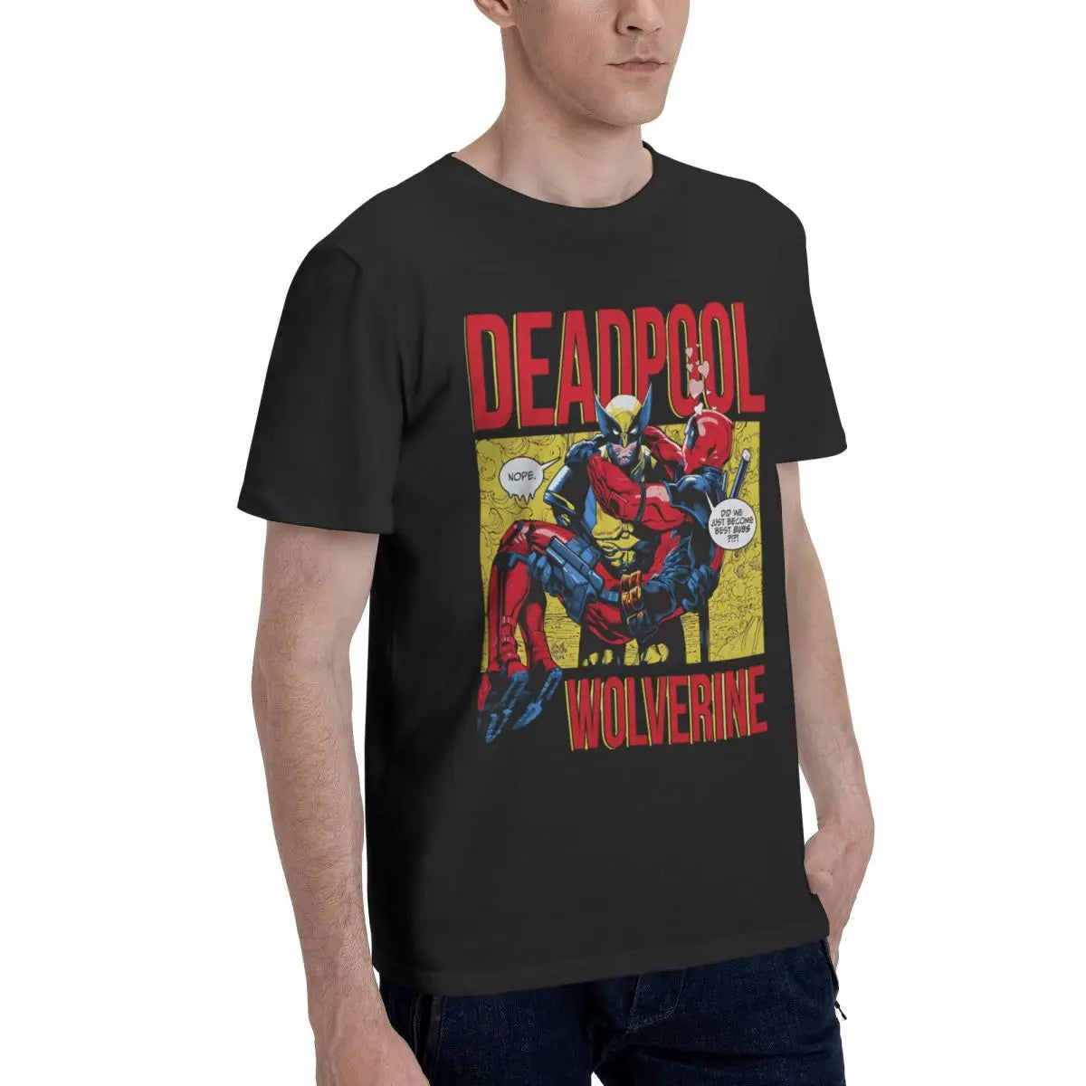 Besties Men's T Shirt Marvel X-man Deadpool & Wolverine Awesome Tees Short Sleeve Crew Neck T-Shirt Cotton Gift Idea Clothing