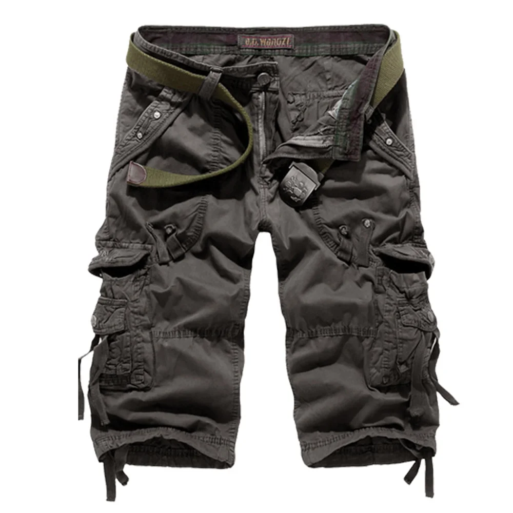 Summer Mens Casual 3/4 Long Length Shorts Elasticated Waist Cotton Cargo Combat Pants Male Wear-resistant Outdoor Climbing Pant
