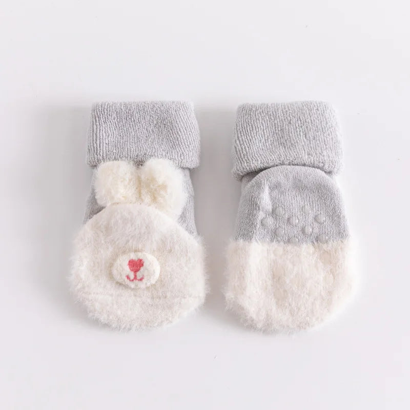 Toddler Socks Newborn Baby Winter Thick Prewalker Boys Autumn Terry Cotton Girl Infant Skidproof Sole Kids Cartoon Sock 0-3T