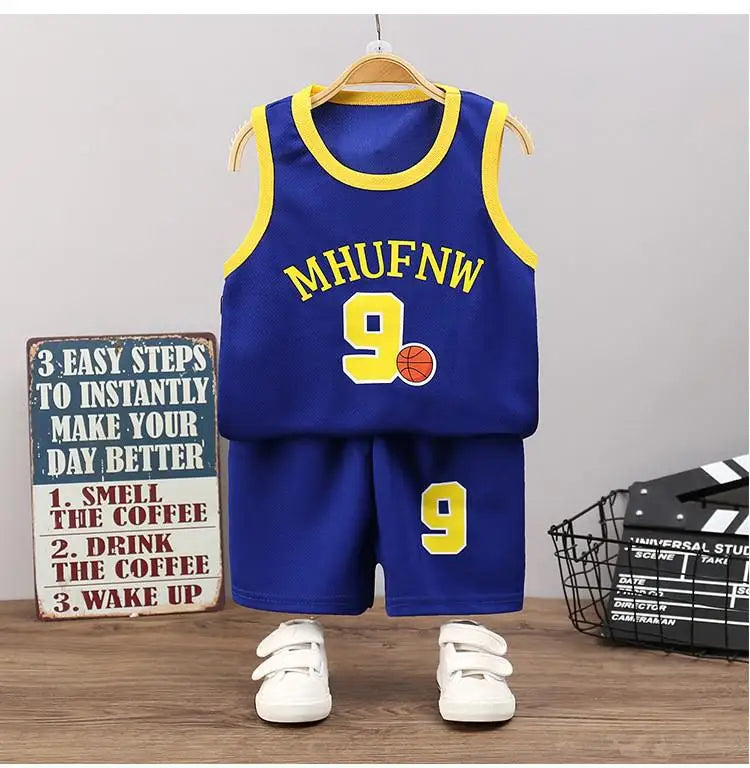 Summer New Boys Baby Sports Infant Clothing Set Kids Cotton Tracksuit Vest Shorts 2pcs Toddler Boy Sleeveless Clothes Suit