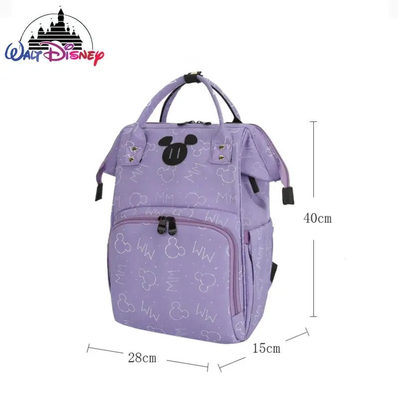 Disney Mickey New Diaper Bag Backpack Cartoon Fashion Pregnant Women's Bag Large Capacity Multifunctional USB Baby Diaper Bag