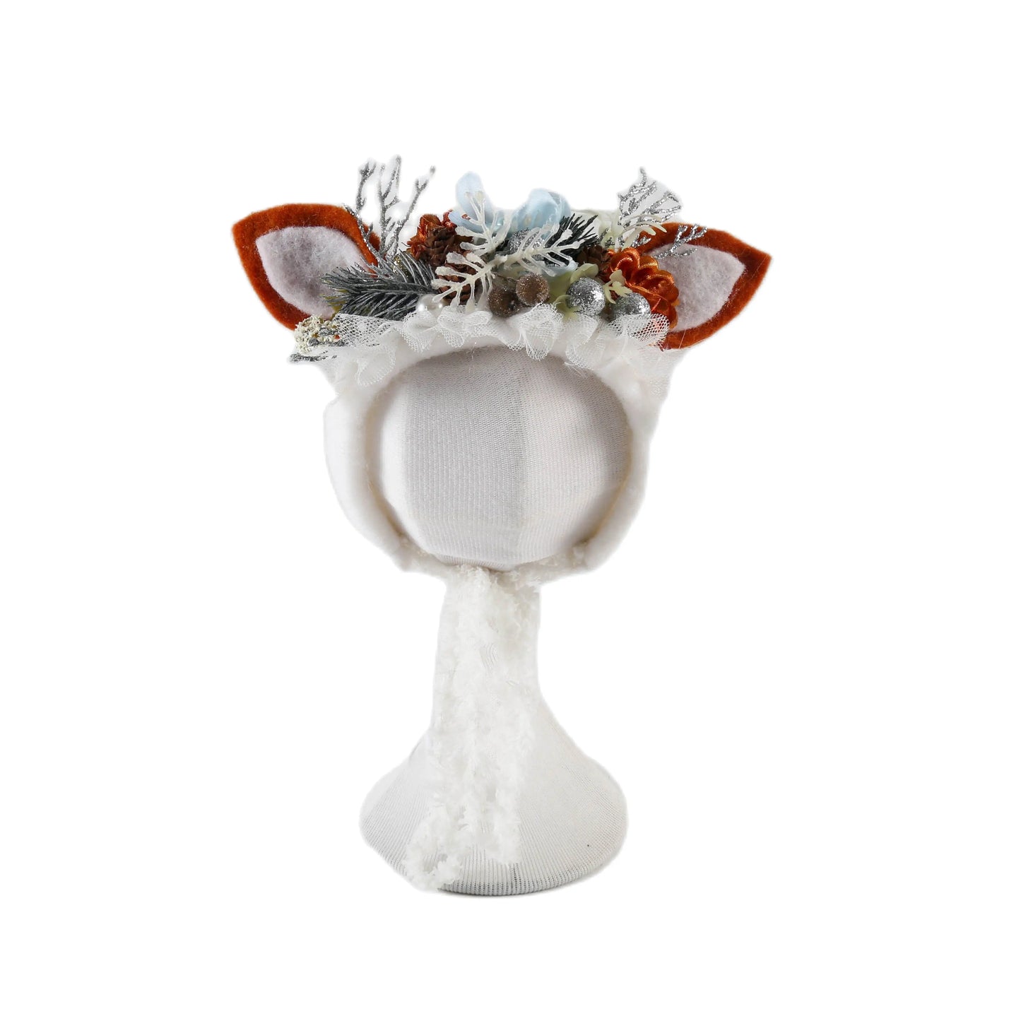 Newborn Wool Felt Deer Bonnet Girl Baby Flower Hat Newborn Photography Props Boy Baby Reindeer Hat Photo Shoot