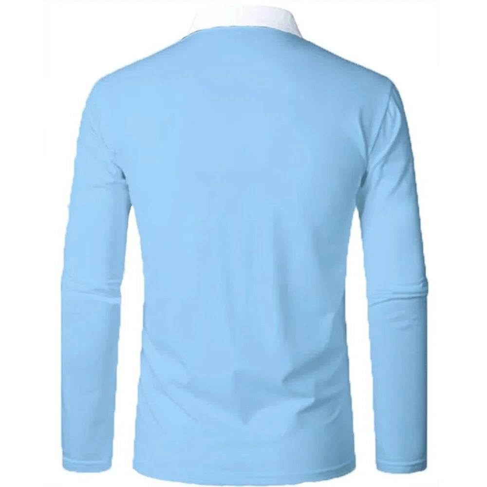 2023 New Trend Men's Fashion Lapel Shirt Long Sleeve Casual Sport T-shirt Tops Men Clothing