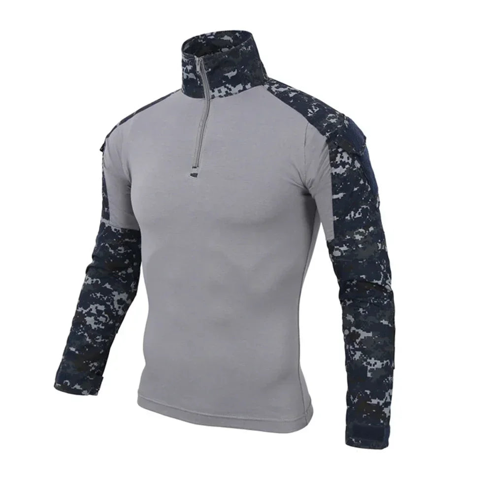 Combat Uniform Shirt Camouflage US Asian Size S-3XL Cargo Sport Tops Airsoft Paintball Tactical T-Shirts Hiking