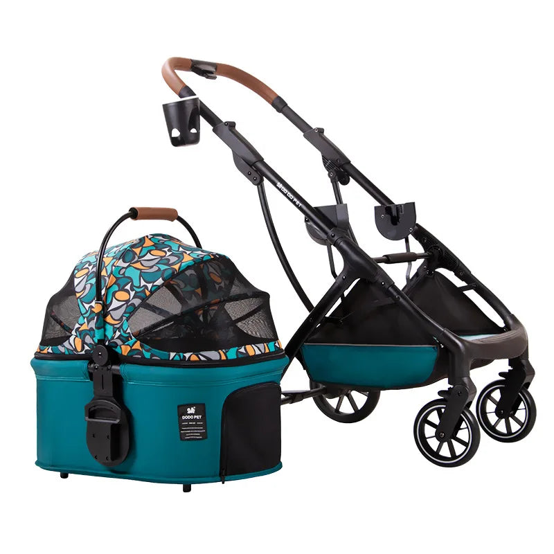 Pet Cart Universal Outdoor Travel Convenient Cat and Dog Travel Cart Foldable Oxford Cloth Aluminum Alloy Rod Load Capacity 20kg