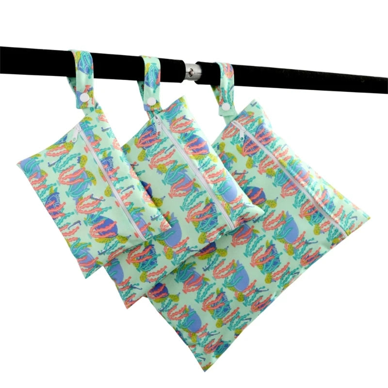XXFE 3Pcs Diaper Bag Sanitary Pad Storage Bag Portable Reusable Hanging Wet Bags for Strollers Bedside