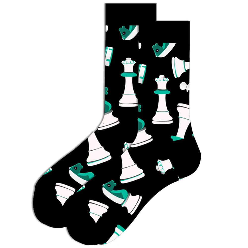 Streetwear Big Sieze Funny Socks Men with Cartoon Animals and Fruits Hip Hop Men's Socks Cotton Gifts for Men 2601