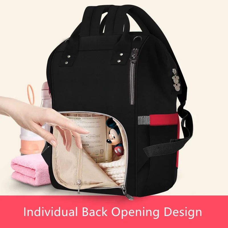 Disney Mickey Minne Diaper Bag Backpack Mummy Care Bag Waterproof Diaper Bags Travel Stroller Bag Baby Storage Bag Free Hooks