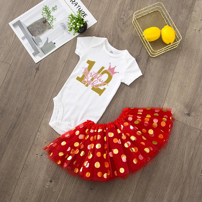 It's My 1/2 Birthday Baby Girls Birthday Outfit Cake Smash Outfit Birthday Party Shirt Tutu + Baby Bodysuits Dress Set Clothes