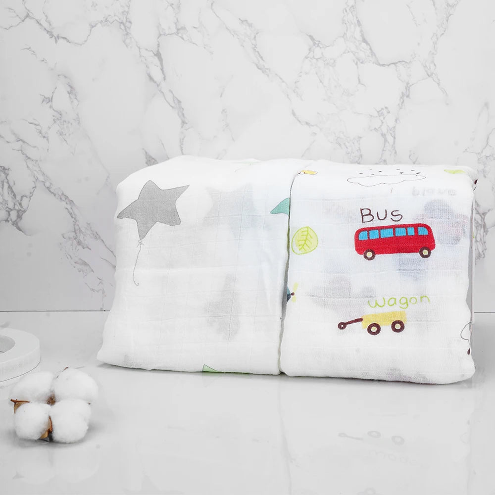 Kangobaby 2Pieces/Set 70% Bamboo+30% Soft Cotton Baby Swaddle Wraps Cotton Baby Muslin Blankets Newborn 100% Bamboo Muslin Quilt