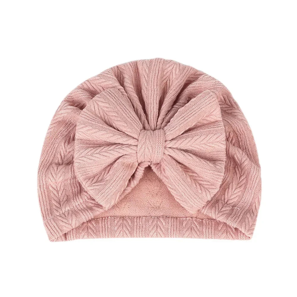 Cute Bow Baby Turban Hat Soft Elastic Kids Beanie Spring Summer Breathable Solid Color Baby Girl Bonnet Hats for Newborn Infant