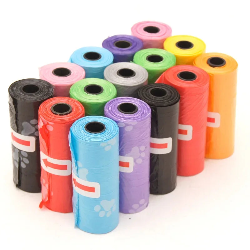 1 Roll Pet Poop Bags Disposable Dog Waste Bags Bulk Poop Bag Dispenser Bags with Paw Prints Garbage Bag