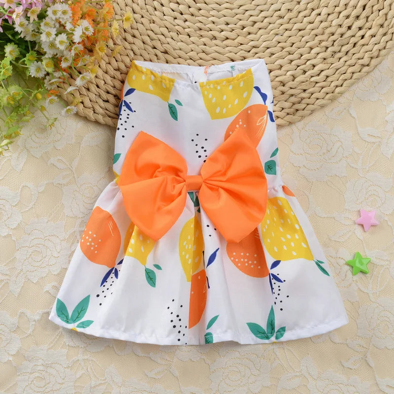 Cute Print Rabbit Clothes Summer Pet Dresses with Bow for Cats Rabbits Small Animals Clothing Outfit Bunny Dress Pet Supplies
