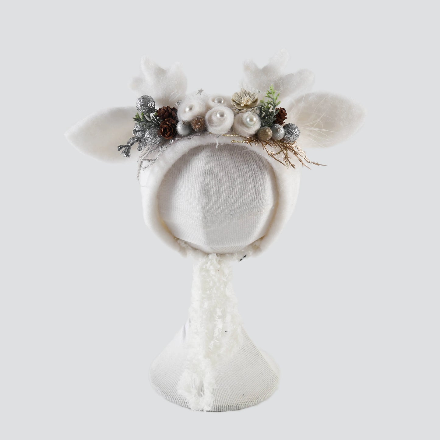 Newborn Wool Felt Deer Bonnet Girl Baby Flower Hat Newborn Photography Props Boy Baby Reindeer Hat Photo Shoot