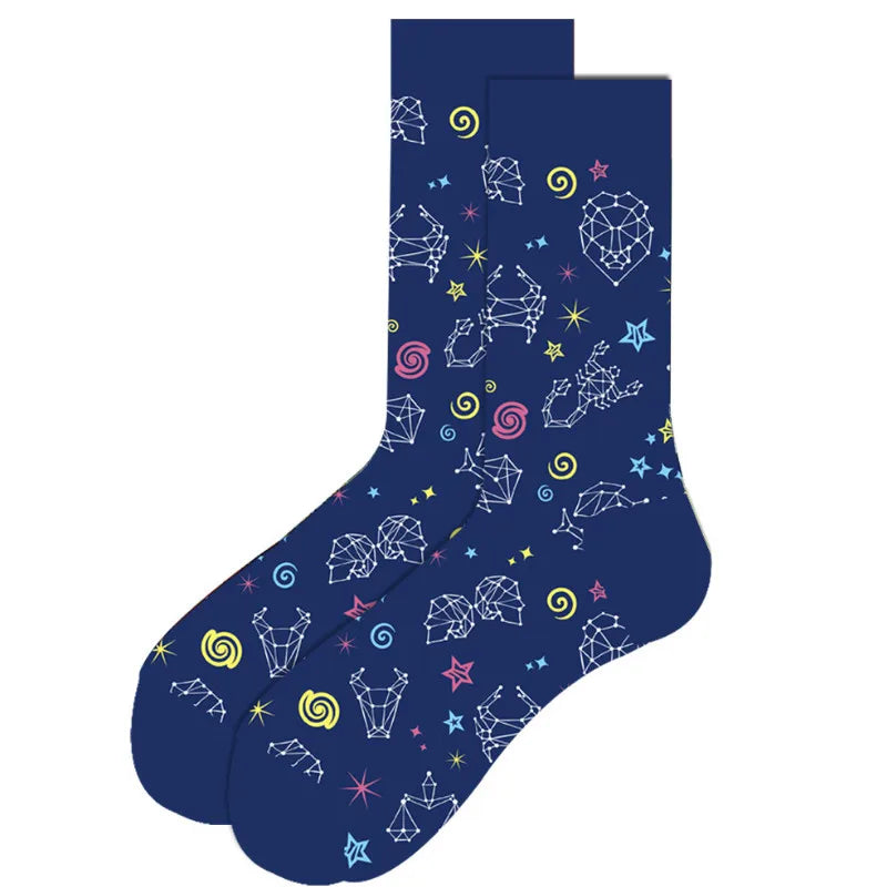 Streetwear Big Sieze Funny Socks Men with Cartoon Animals and Fruits Hip Hop Men's Socks Cotton Gifts for Men 2601