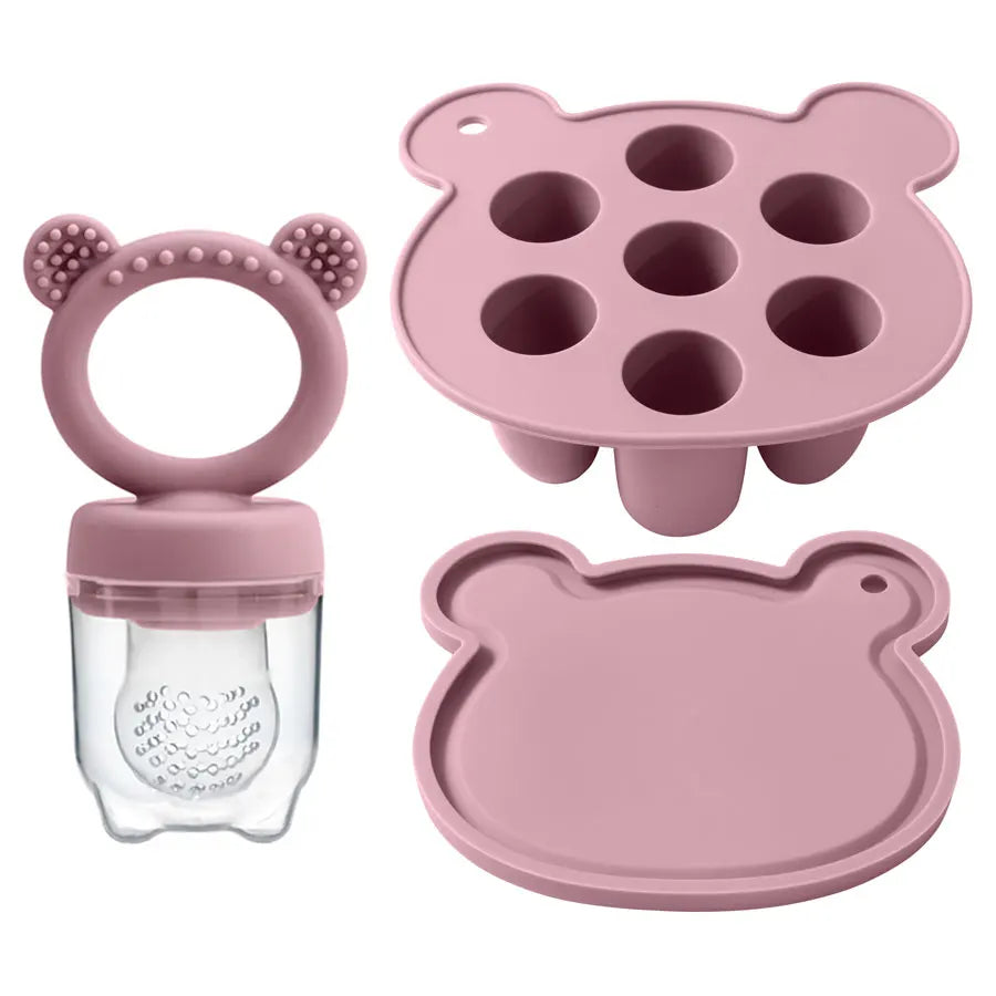 Cute Baby Fruit and Vegetable Teether Toy Food Supplement Bite Le Silicone Baby Feeding Tableware Ice Cream Mold Baby Stuff