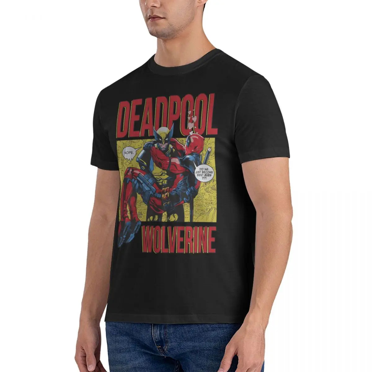 Besties Men's T Shirt Marvel X-man Deadpool & Wolverine Awesome Tees Short Sleeve Crew Neck T-Shirt Cotton Gift Idea Clothing