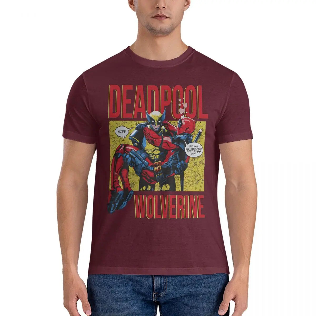 Besties Men's T Shirt Marvel X-man Deadpool & Wolverine Awesome Tees Short Sleeve Crew Neck T-Shirt Cotton Gift Idea Clothing