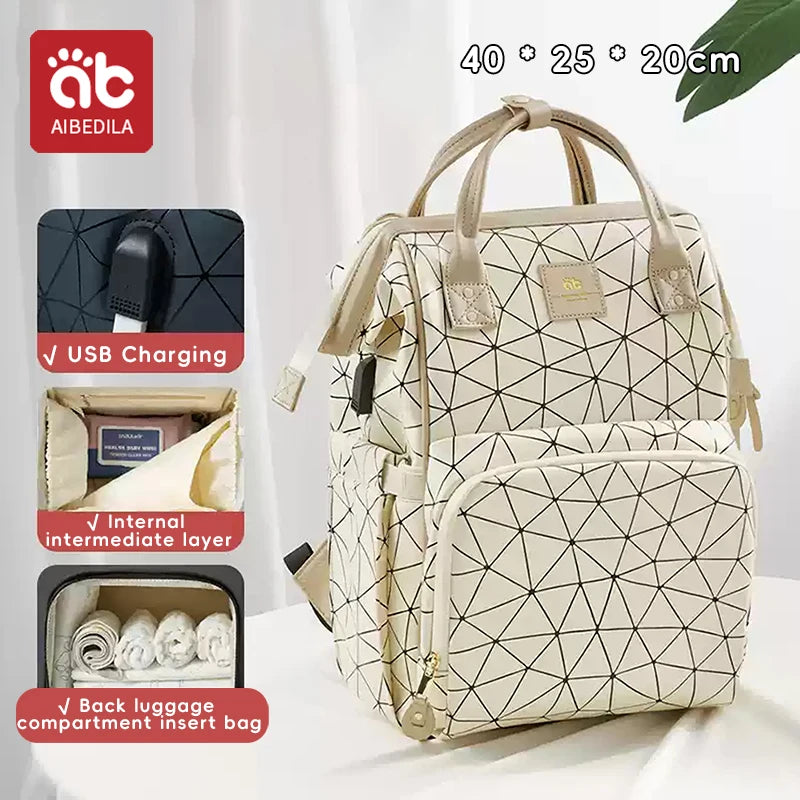 AIBEDILA Mommy Bag Waterproof Large Capacity Fashionable and High Quality Supplies Supplies for Pregnant Women Babies Backpacks